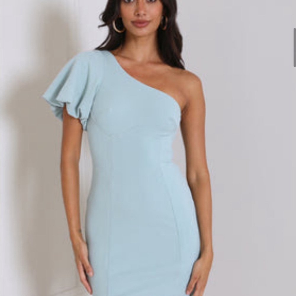 One-Shoulder Mint Dress